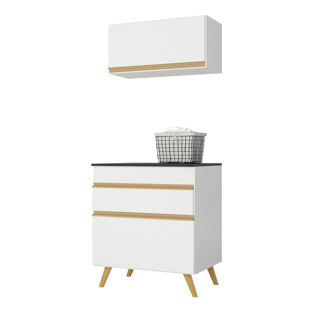 Conjunto Lavanderia Multiuso Armário e Balcão Multimóveis MP5016 Branco em Oferta na Shopee