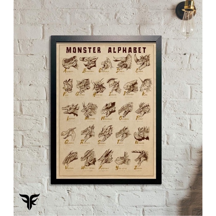 Quadro Monster Hunter (Alfabeto dos Monstros)