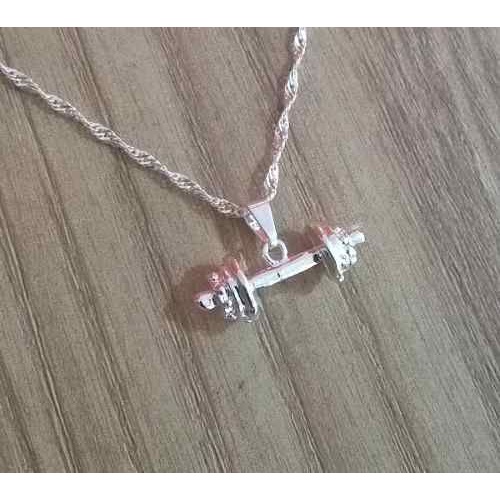 Gargantilha Educação Física Halter Halteres Folheado A Prata em Oferta na Shopee