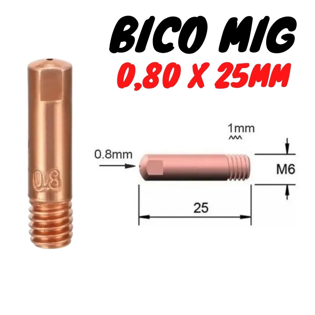 Tubo de Contato Mig 0,80x25x6mm - Soldaforte