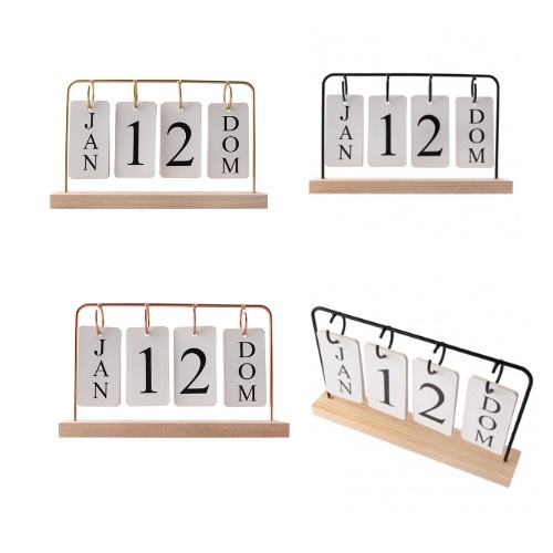 Calendário Permanente De Mesa Madeira Home Office Decoração