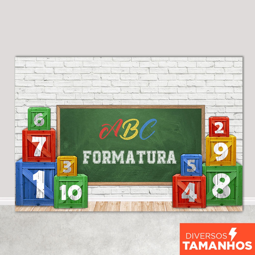 Fundo Fotográfico ABC Volta às Aulas Formatura Painel Em Tecido Sublimado - FFC-532 em Oferta na Shopee