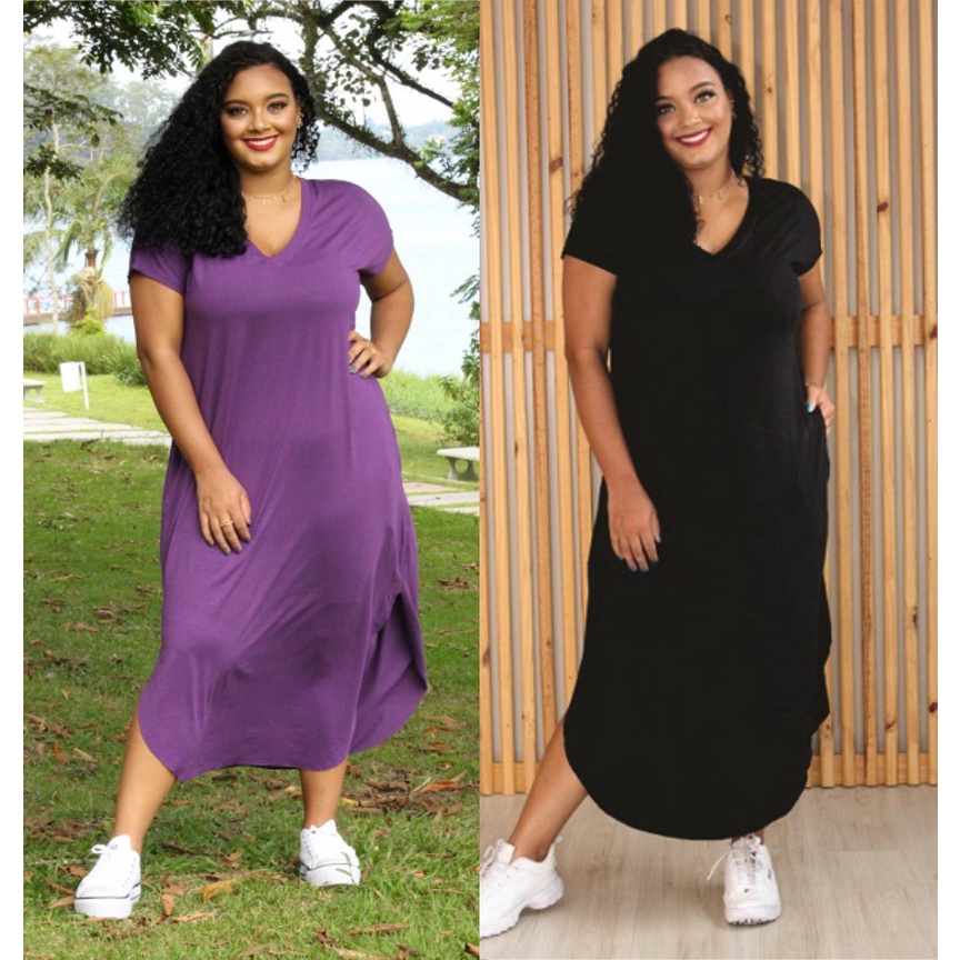Vestido Saruel Plus Size Feminino Varias cores G3,G1,G Midi, tamanhos Grandes