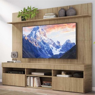 Rack com Painel TV 65" Madri Multimóveis com Suporte  e Prateleira Rustic em Oferta na Shopee