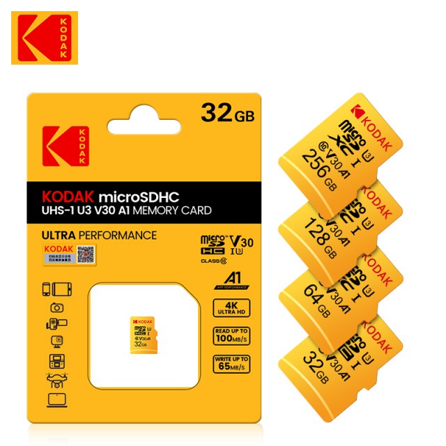 【🔥50%OFF🔥】Cartão De Memória KODAK EVO Plus 128GB 256GB U3 4K Micro SD Card 64GB 32GB SDHC Microsd UHS-I C10 TF Trans Flash