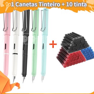 Caneta Tinteiro Com Saco De Tinta 0.38mm Iridium Nibber Para Caligrafia/Escola/Escritório 1 caneta + 10 tintas