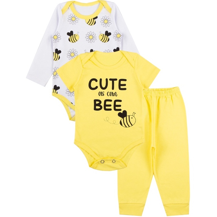 Kit Roupa De Bebe 3 Peças Body Manga Longa e Curta e Calça Algodão Menina ou Menino