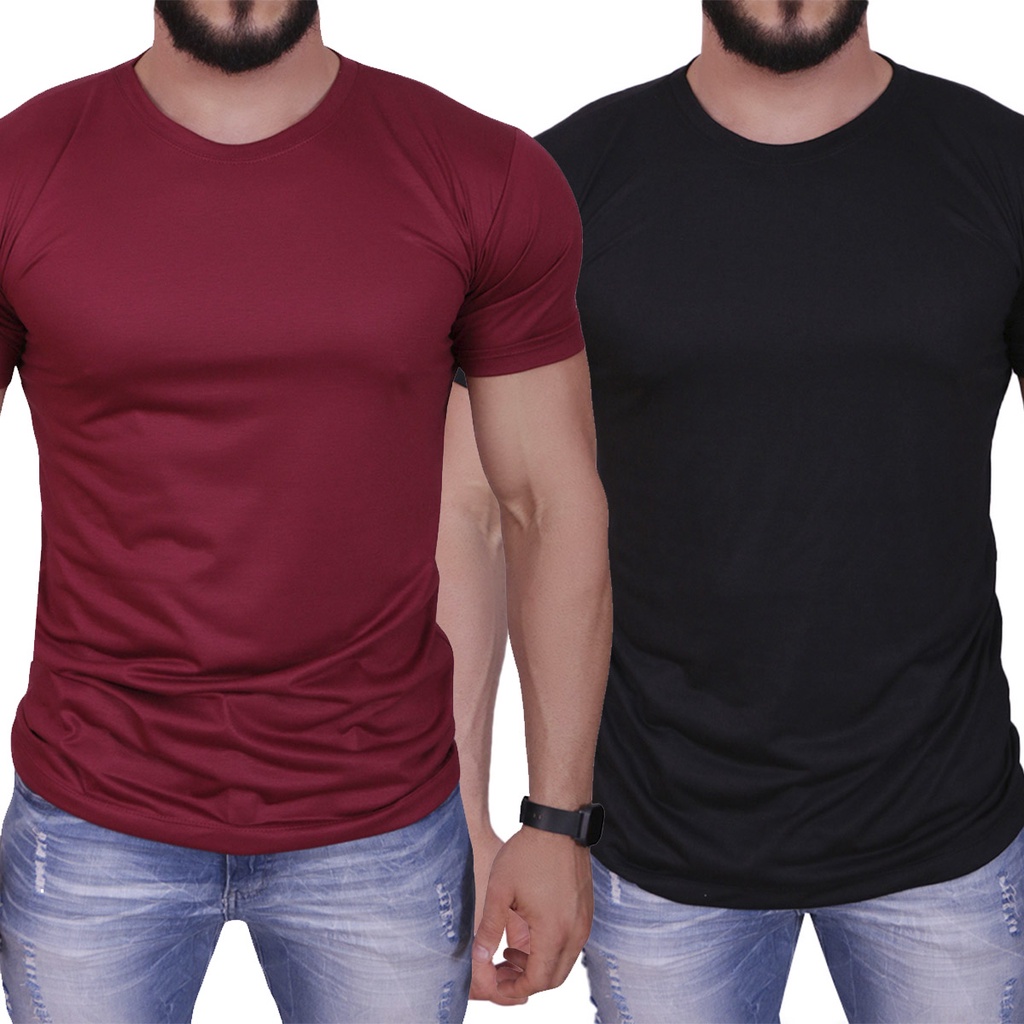 Kit 2 Camisetas Masculina LongLine Basica Lisa Camisa Masculina em Oferta na Shopee