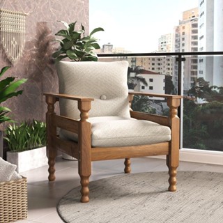 Poltrona Madeira Maciça Liz Multimóveis CR7003.T68 Imbuia/Off White