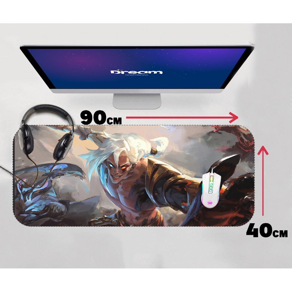 Mouse Pad Gamer Kayn League of Legends LOL Extra Grande 90x40 Personalizado borda costurada mousepad violet