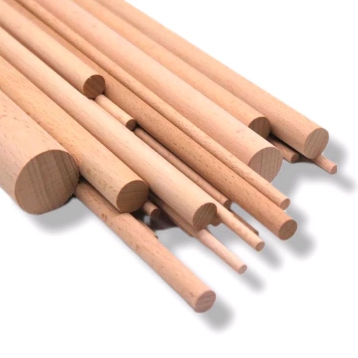 Bastão de madeira cavilha 40cm x 10mm decoração artesanato poleiro 50 unidades