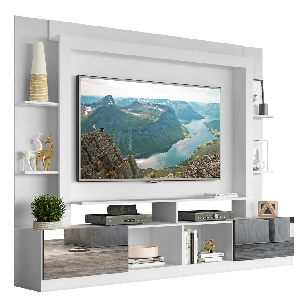 Estante com Espelho para TV até 65" Multimóveis Oslo FG3390 Branca/Tenerife em Oferta na Shopee