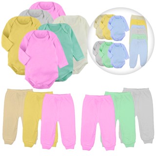 Kit Roupa De Bebe 12 Peças Body Manga Longa E Mijão Suedine