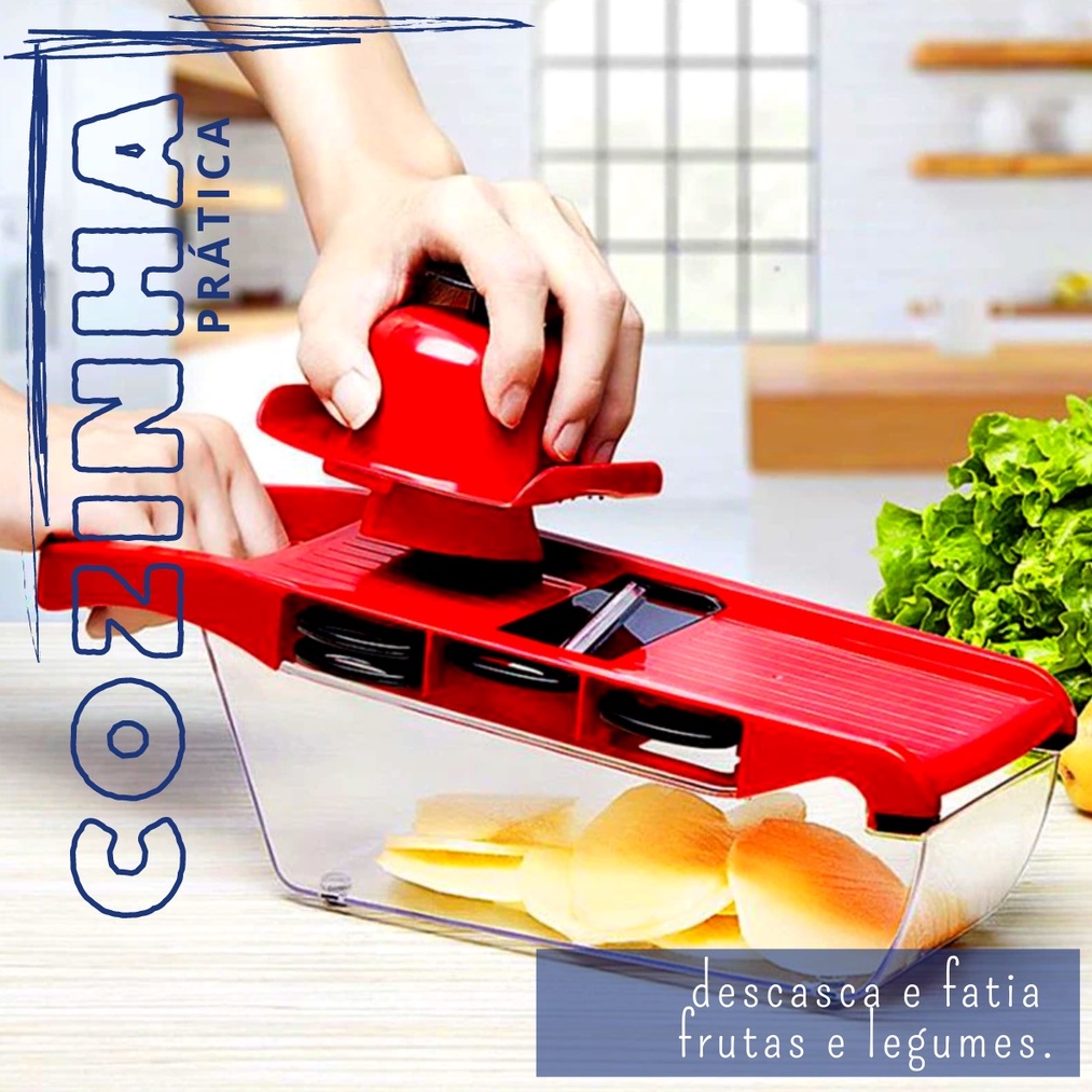 Cortador de vegetais multifuncional, Lâmina de aço Fatiador de vegetáis