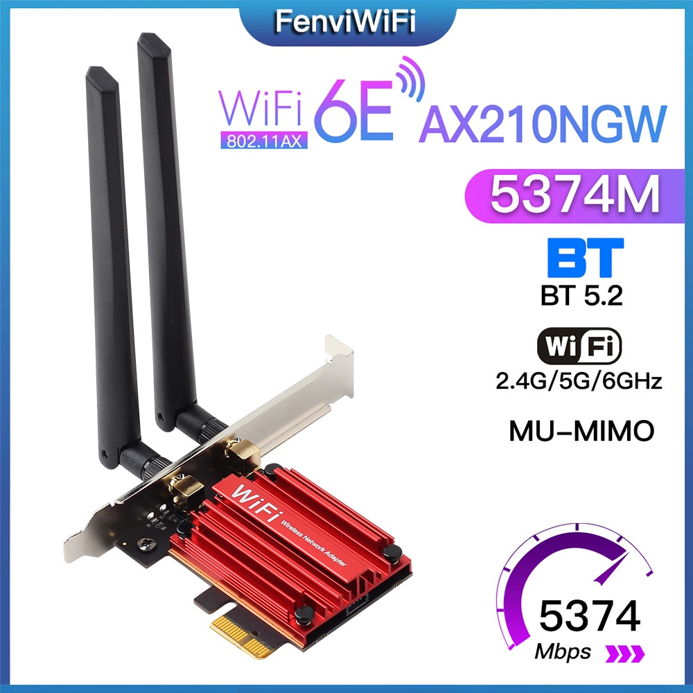 5374Mbps WiFi 6E Intel AX210 Bluetooth 5.2 Tri Band 2.4G/5G/6Ghz AX210NGW 802.11AX Adaptador De Placa De Rede Sem Fio Win10/11