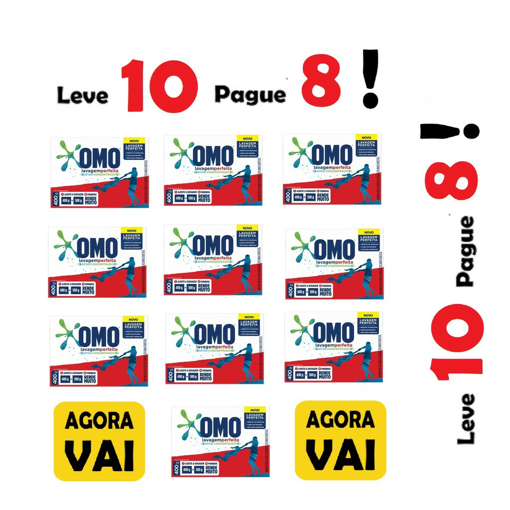 OMO - Kit OMO Caixas ou Refil Lava Roupas Sabão em Pó OMO Lavagem Perfeita Total Promoção 400g