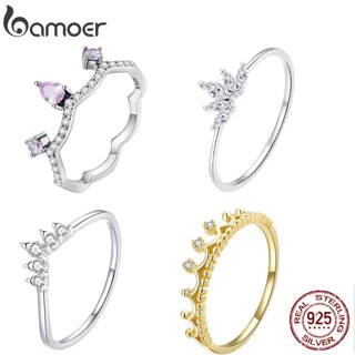 Bamoer Série Anel Da Coroa De Prata 925 Para Jóias Moda Feminina
