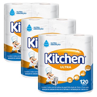 Kit 3 Papel Toalha Kitchen Ultra com 120 Folhas cada