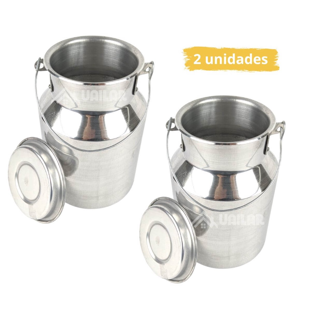 Kit 2 Leiteira deposito ração mantimento de aluminio N2 1,9L