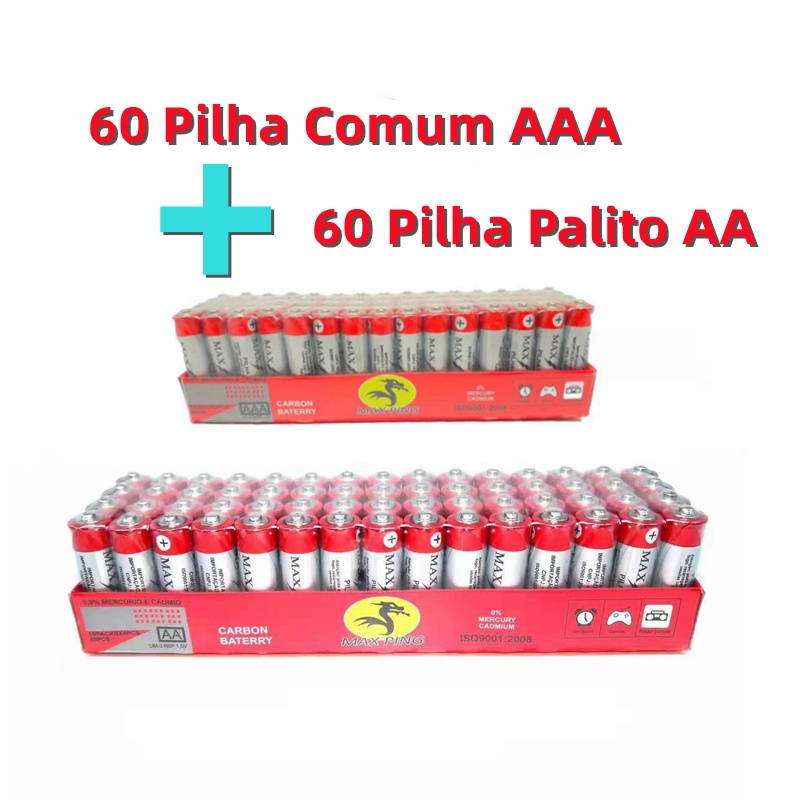 Kit 120 Bateria(60 Pilha AA + 60 Pilha AAA)