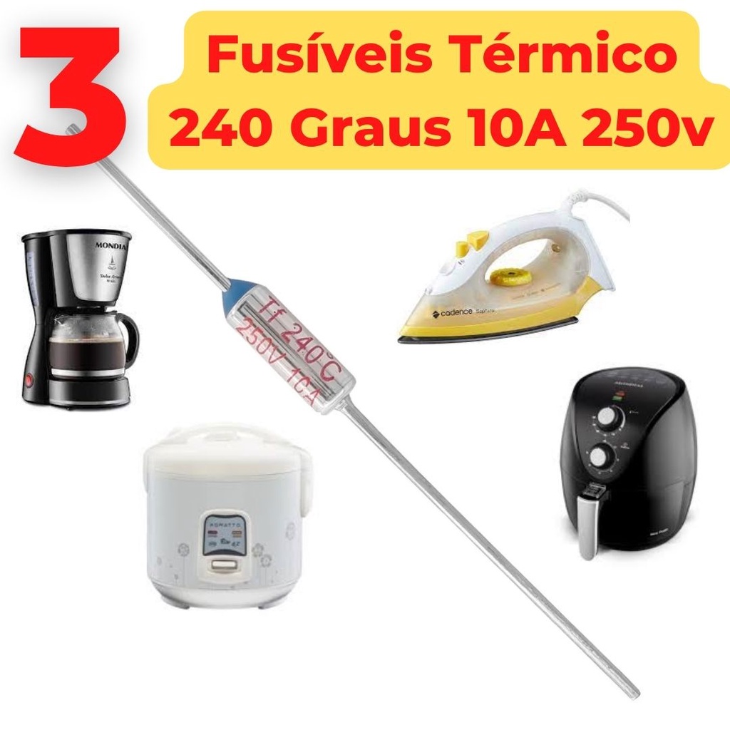 Fusível Térmico 10A 240° 240C 240g 240°C 240 Graus 250V (03 peças) tem vídeo mostrando o fusivel