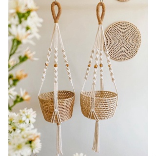 Suporte de plantas macrame para vaso 70cm 90cm 110cm 130cm Jardim Vertical