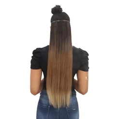 Aplique Tic Tac Liso / Extensão / Removível / Megahair / Cabelo Longo e Macio - Weng
