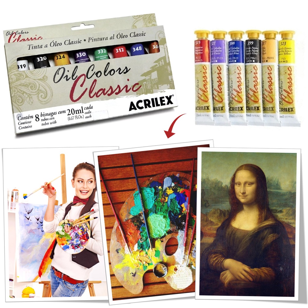 Estojo Tinta A Óleo Colors Classic Com 8 Bisnagas Acrilex