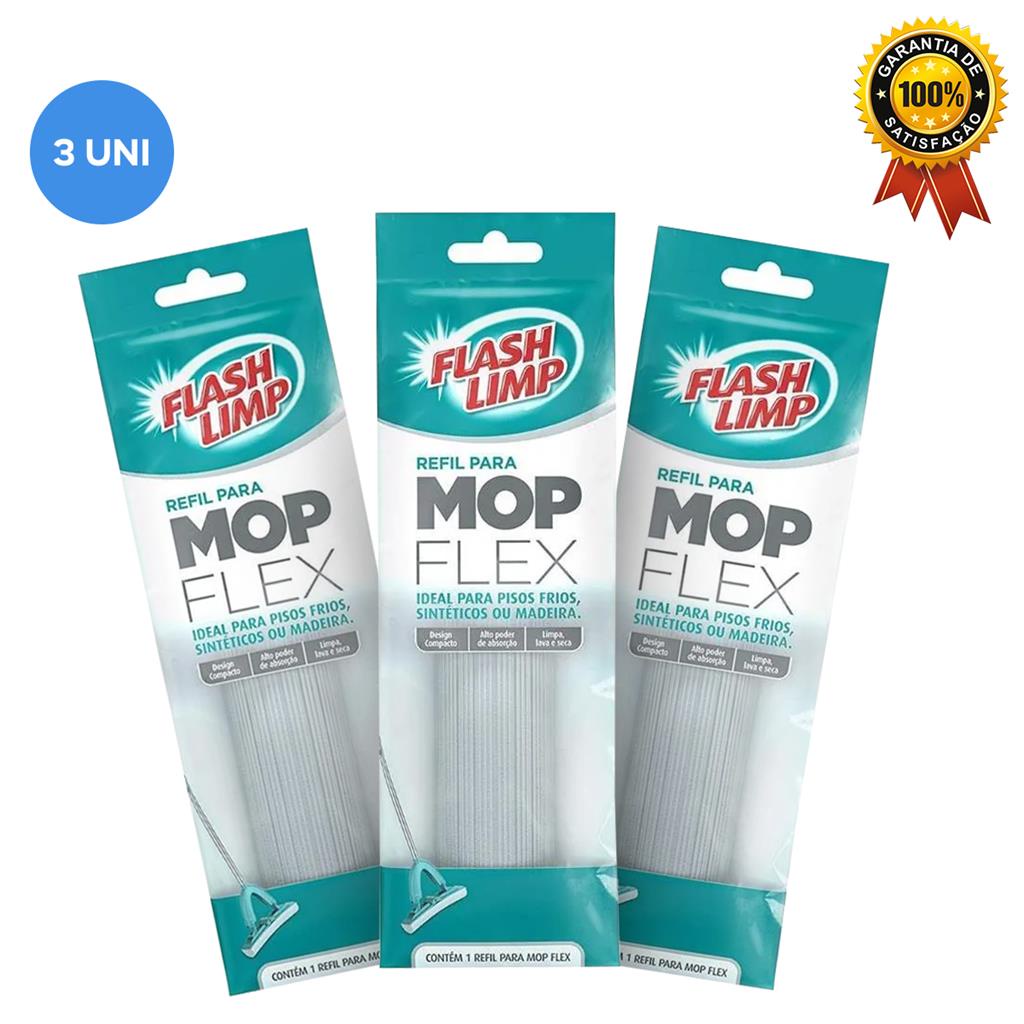 Kit Refil Para Mop Flex PVA 3 Unidades FLASH LIMP em Oferta na Shopee