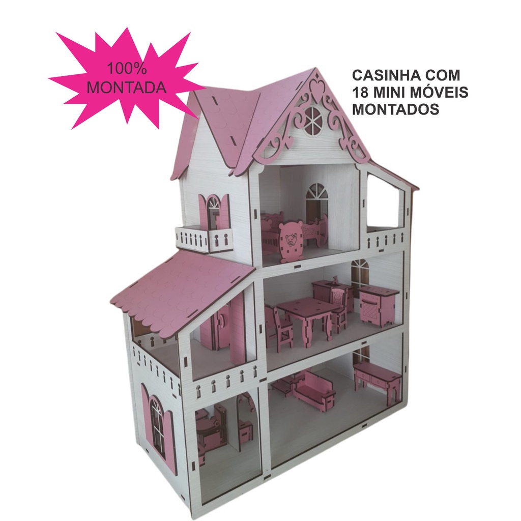 Casa Casinha Para Barbie/polly/lol Grande Mdf Móveis Barbie em