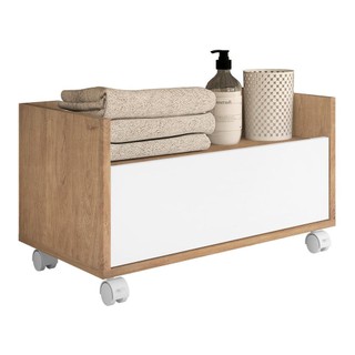 Gabinete de Banheiro com Rodízios Multimóveis 80 cm FG5002 Rustic/Branco em Oferta na Shopee