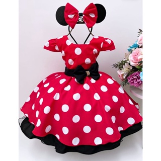 Vestido Infantil Minnie Fantasia da Minnie infantil + Tiara em Oferta na Shopee