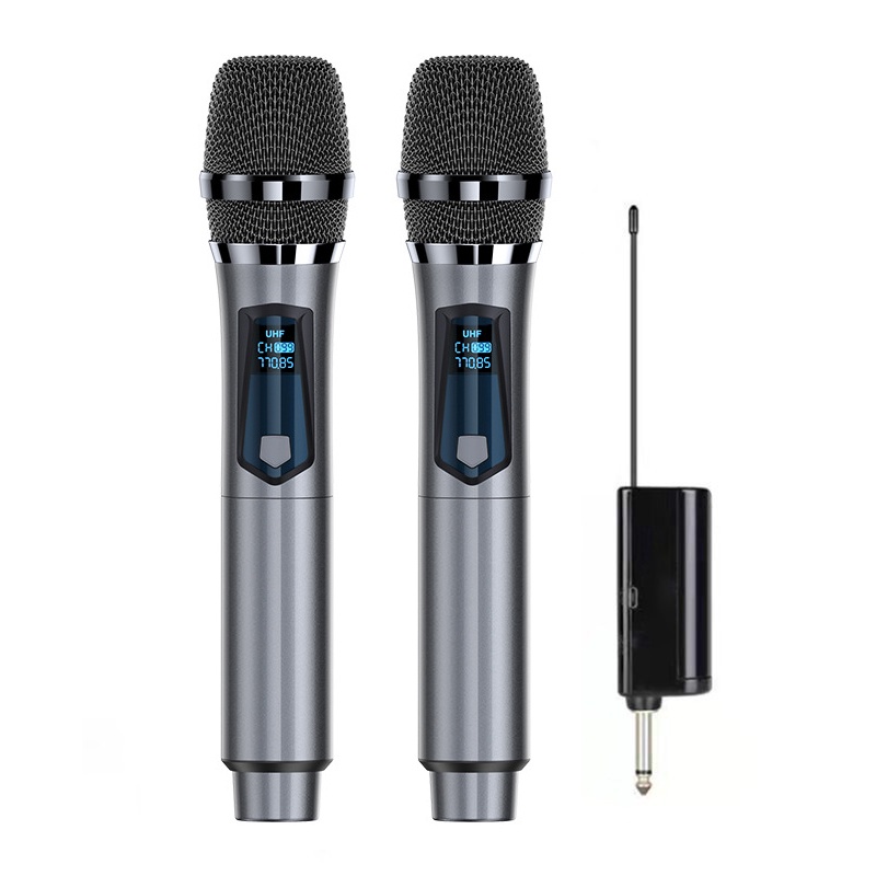 Microfones Sem Fio Microfone Dinâmico De Mão Simples/Duplo UHF Com Receptor Recarregável