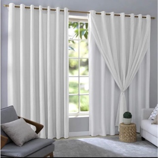 Cortina de Voal Blackout 100% Corta Luz 2,80m x 2,70m Cores Variadas em Oferta na Shopee