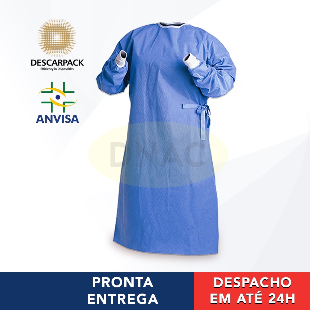 Capote Cirúrgico Descartável ESTÉRIL Avental Descartável Azul - Descarpack em Oferta na Shopee
