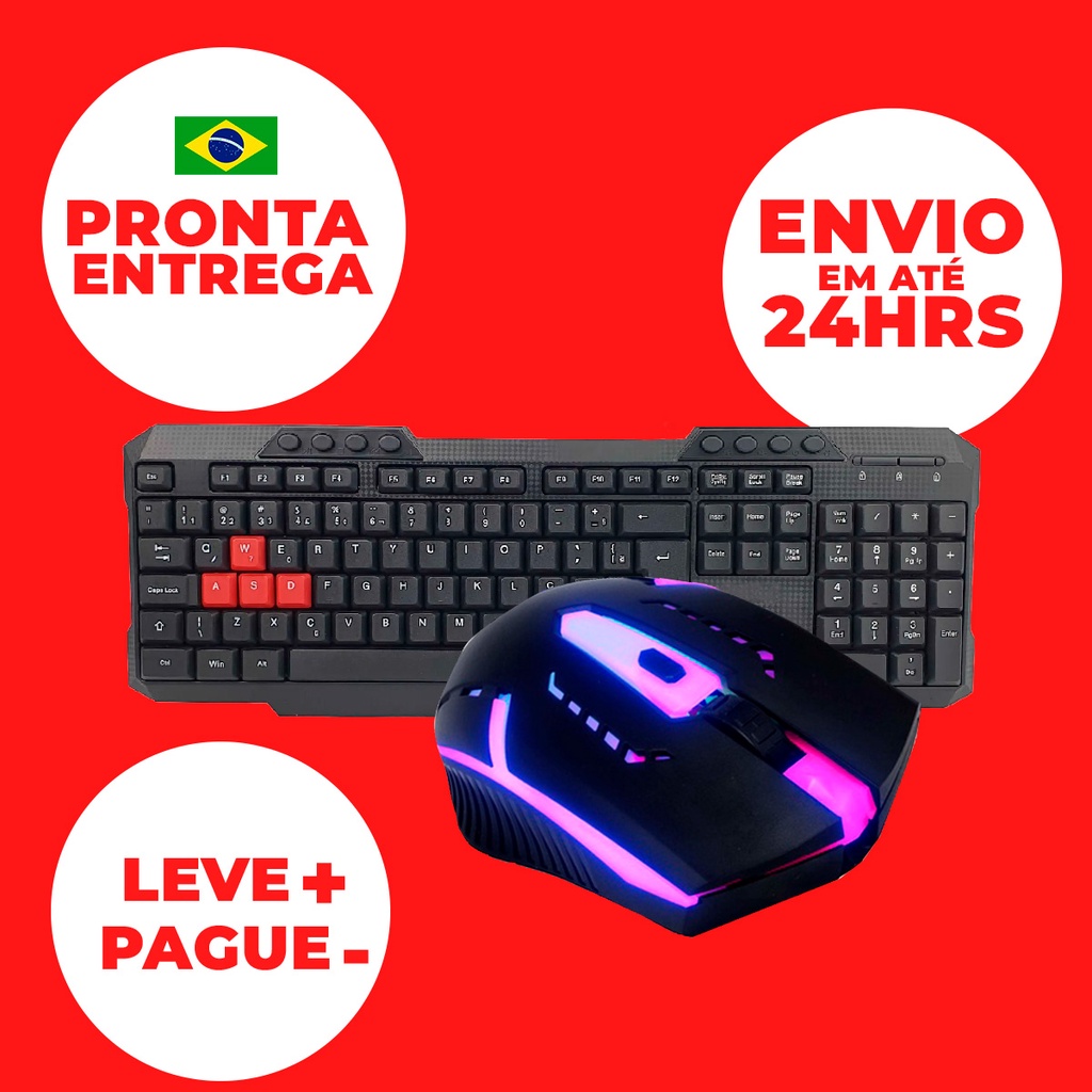 Kit Gamer Teclado Multimidia Colorido + Mouse Usb Jogos Pc