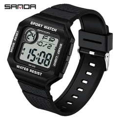 SANDA Quadrado Cronômetro De Tela Grande Moda Luxuoso Casual Impermeável Relógio Homem Presente 2129-10
