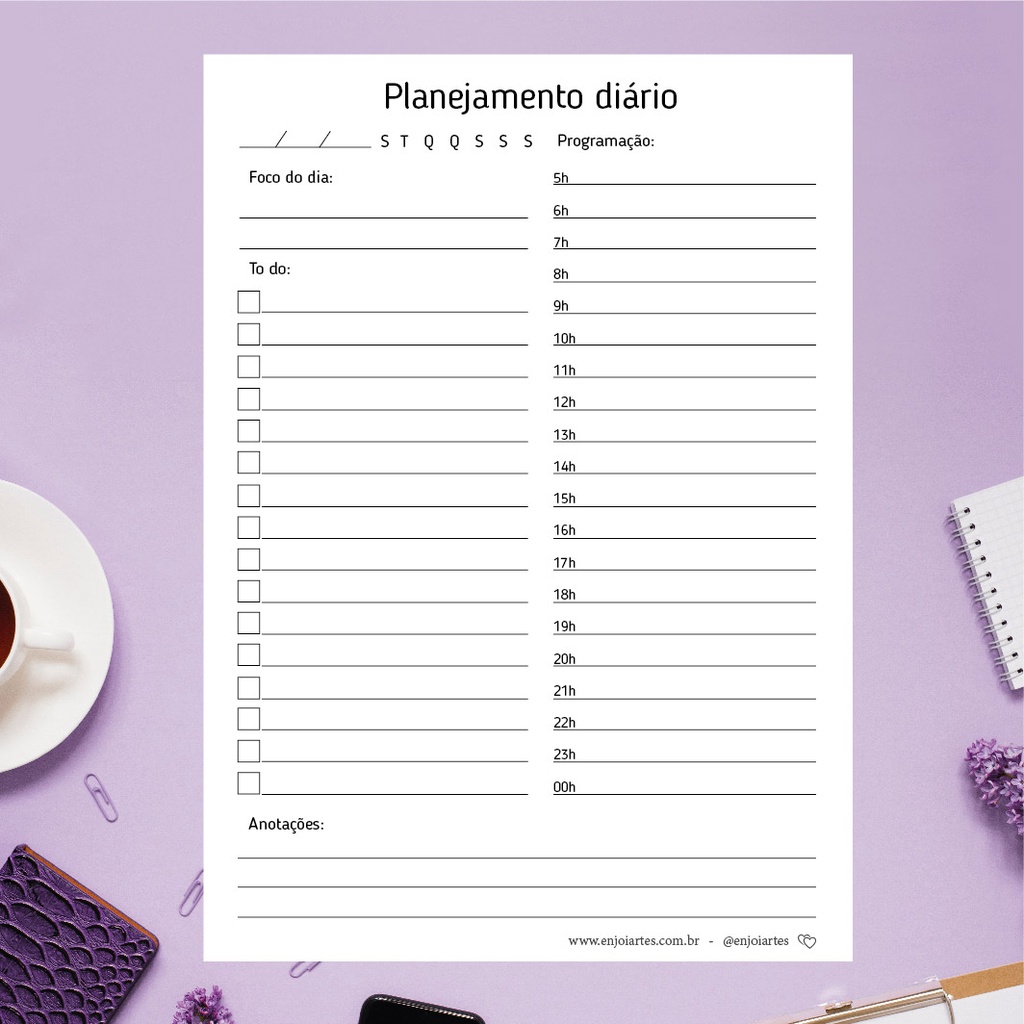 Bloco destacável de planejamento diário - Tenha mais planejamento e organização nos seus dias