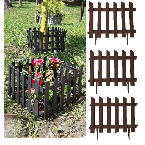 Cerca Decorativa Kit 3 Jardim Ripa Plástico Marron P Faz 1mt