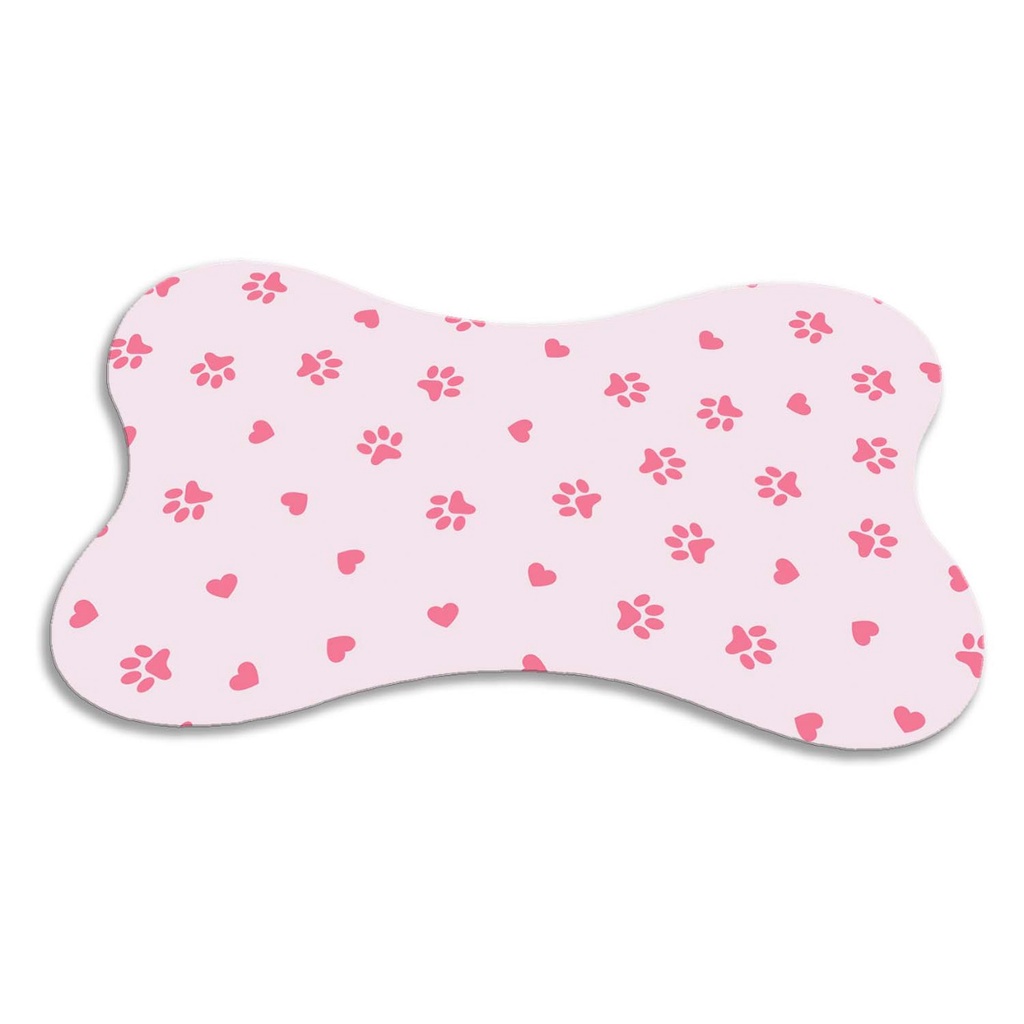 Tapete Pet Patinha Rosa Para Comedouro Osso 46x30