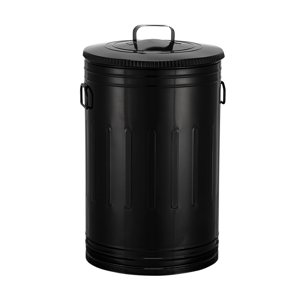 Lixeira 50 litros preta lata de lixo americana preta lixeira de metal ço galvanizado
