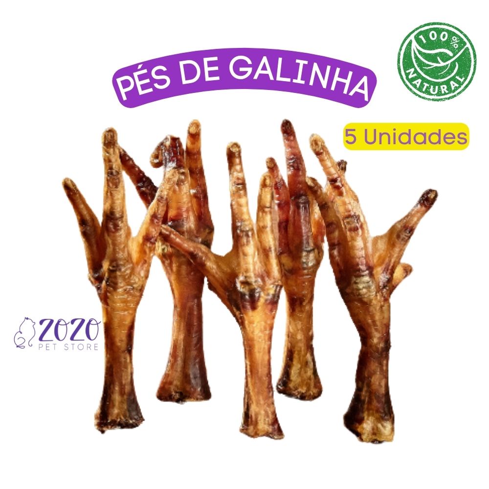 Mordedor Natural Pé de Galinha 5 Unidades Bicho do Mato para Cães