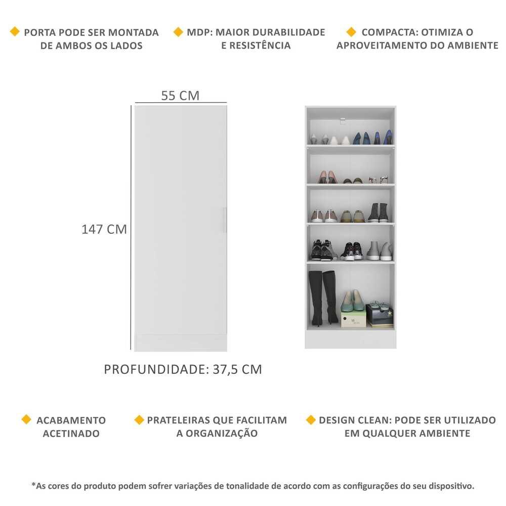 Detalhes do Sapateira 1 Porta Multimóveis Jade FG6005 Branca