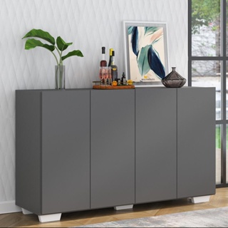Aparador Buffet 4 Portas com Pés Quadrados Veneza Multimóveis Grafite/Branco em Oferta na Shopee