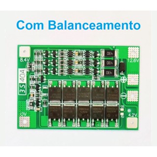 Placa Bms Proteção Bateria Lítio 3s 40a com Balanceamento 18650 Li-ion Lipo Carregador