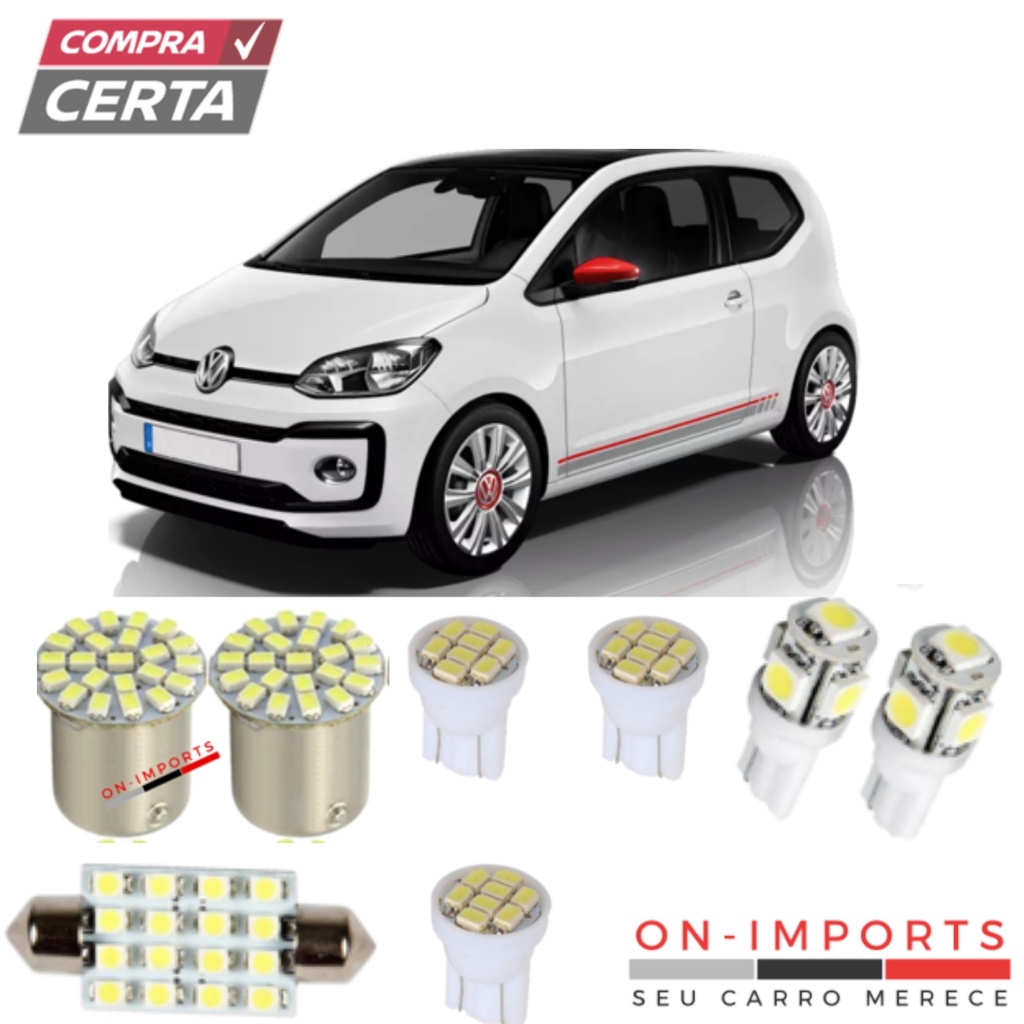 CONJUNTO LED PARA UP! 2014/2018 SEM DRL LÂMPADAS RÉ PLACA TETO FAROL FAROLETE MEIA LUZ ESTACIONAMENTO T10 TORPEDO PINGO POLO