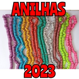15 Anilhas para pombo correio de alumínio 8mm ANO 2023 - CORES ALEATÓRIAS
