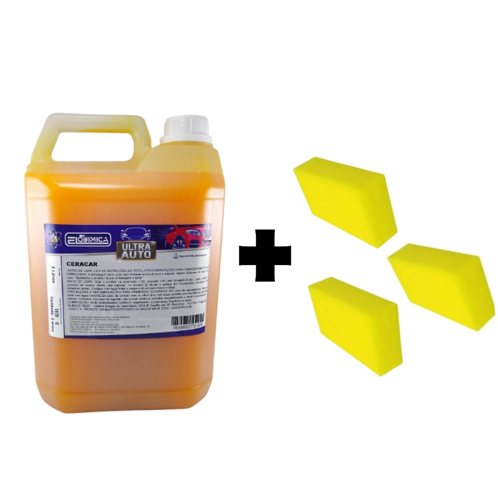 Shampoo Cera de Carnaúba Automotivo 5 Lts pH Neutro Lavagem de Carro e Moto Qualquer Cor 4x Shampoo Automotivo Cera Detergente Lavar Carro Kit Shampoo Automotivo Cera de Carnaúba, Produto Concentrado, pH Neutro