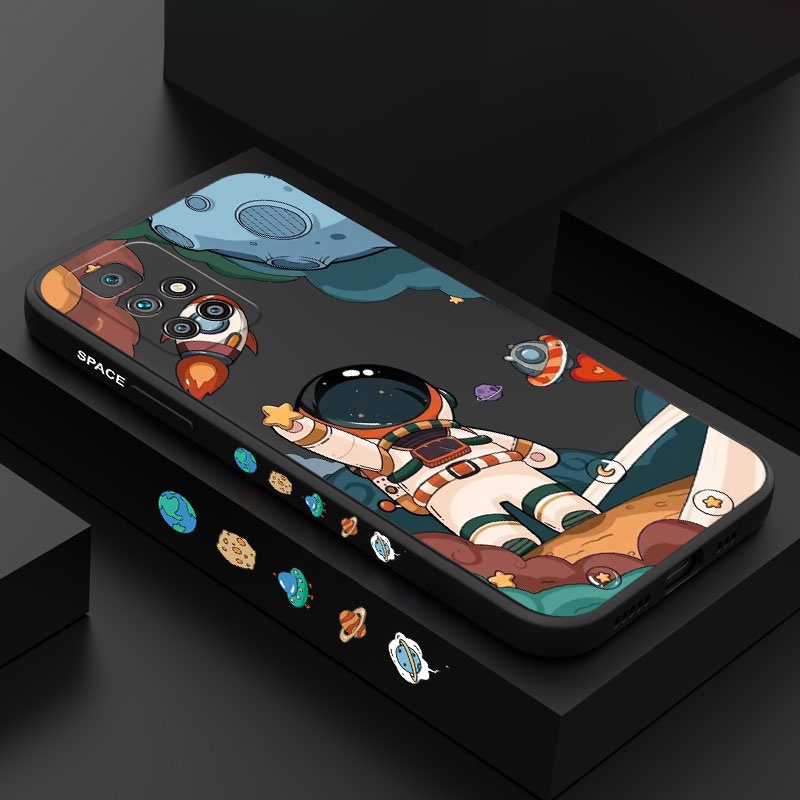 Capa Criativa Para Telefone De Astronauta Hey Xiaomi Redmi 13C 12C 12 10 10A 10C 5G 2022 De Silicone Líquido Padrão Lateral