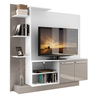 Estante para TV até 55" Multimóveis Denver FG2473 Branca/Lacca Fumê em Oferta na Shopee
